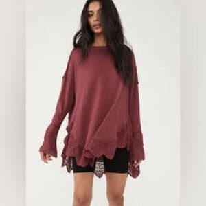 NWT FREE PEOPLE Sparrow Cotton Lace Tunic | Smokey Wings MSRP $128 Size Medium
